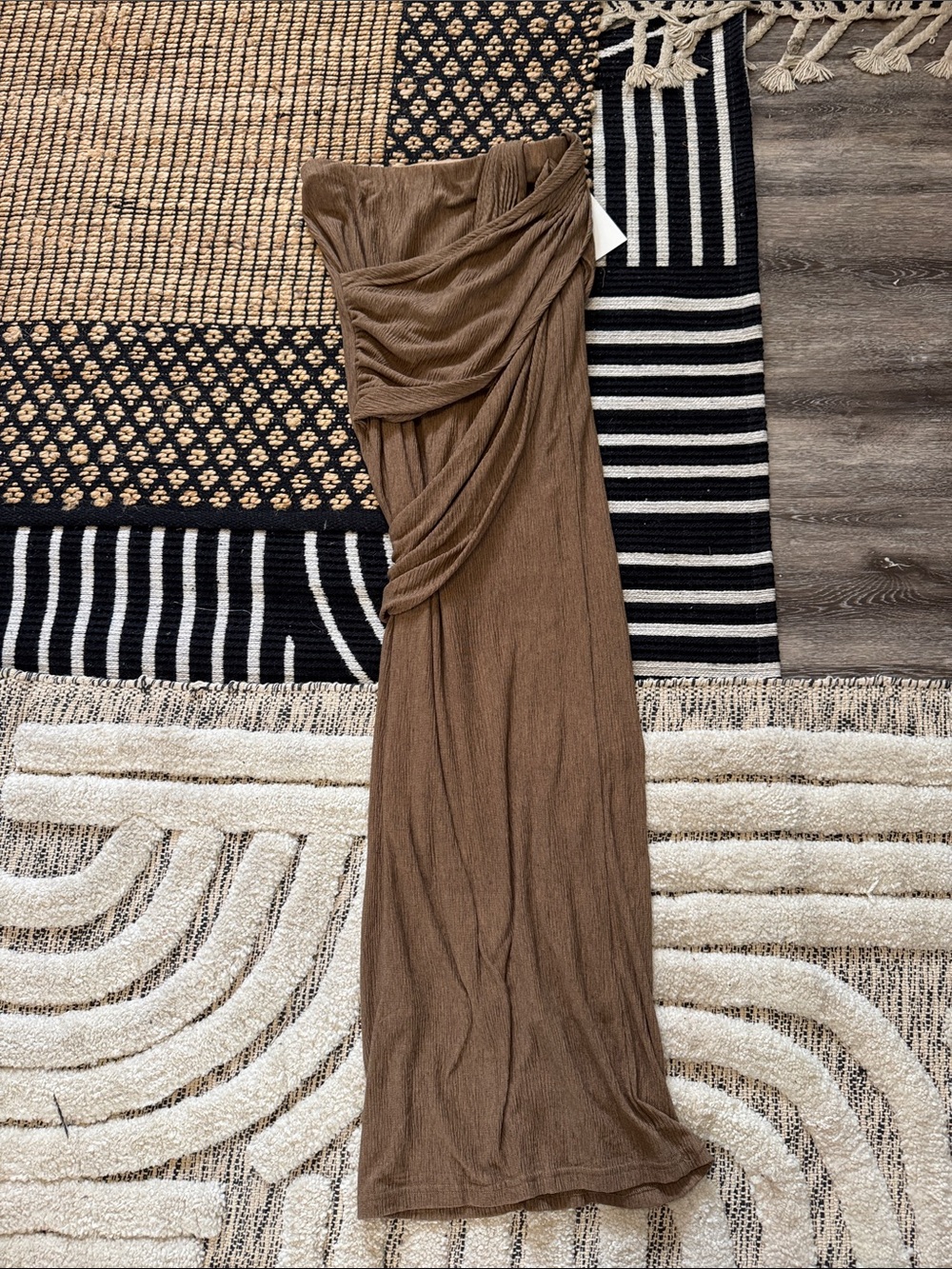 JLUXLABEL Brown Long Draped Maxi skirt - Picture 4 of 6